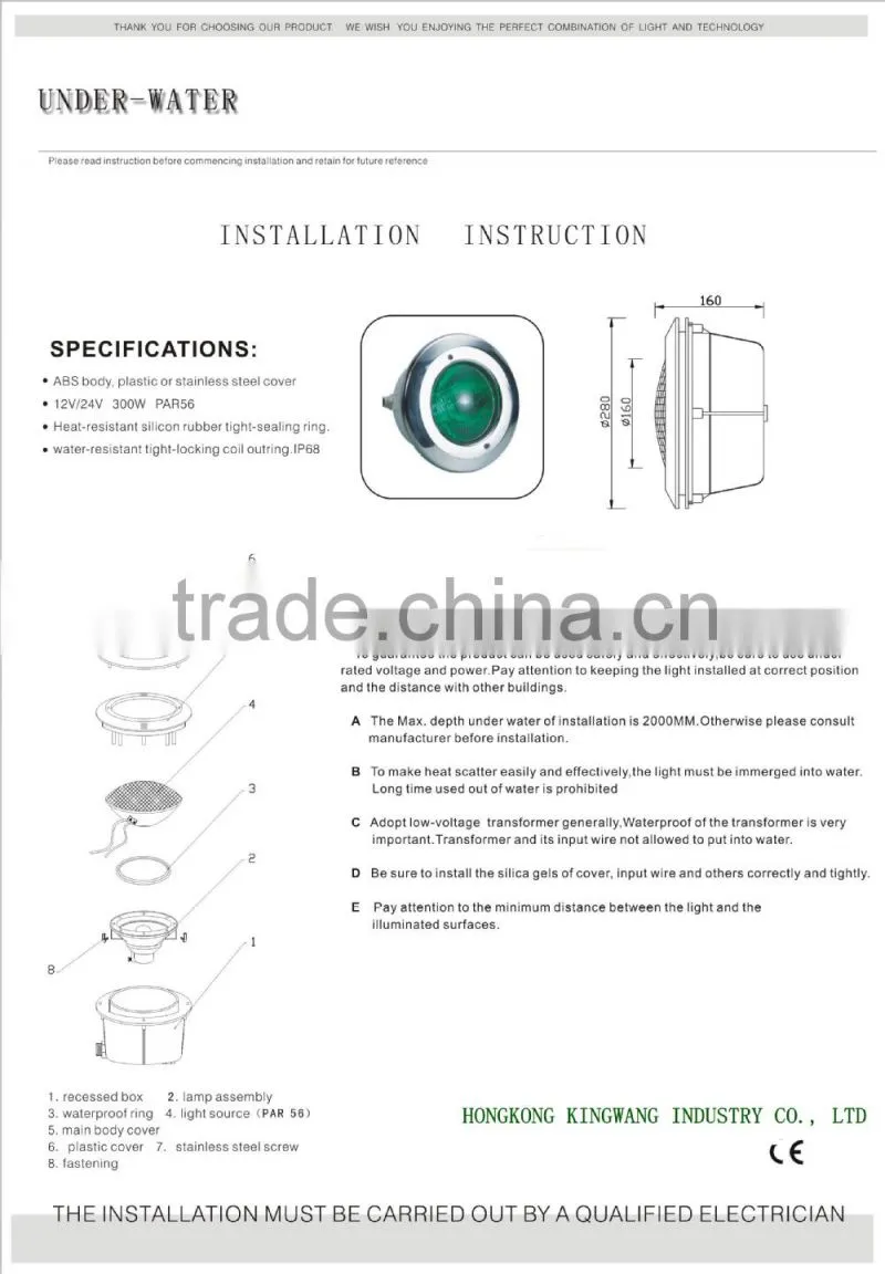 2015 led swimming pool lights hang on wall with remote control 5 year warranty