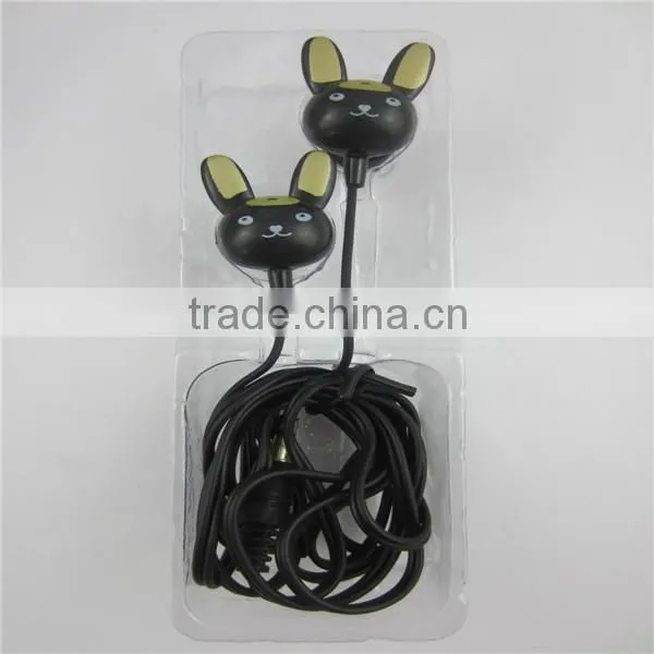 Good Sound Quality cute rabbit design in-ear music animal earbud^&earphone for promotion