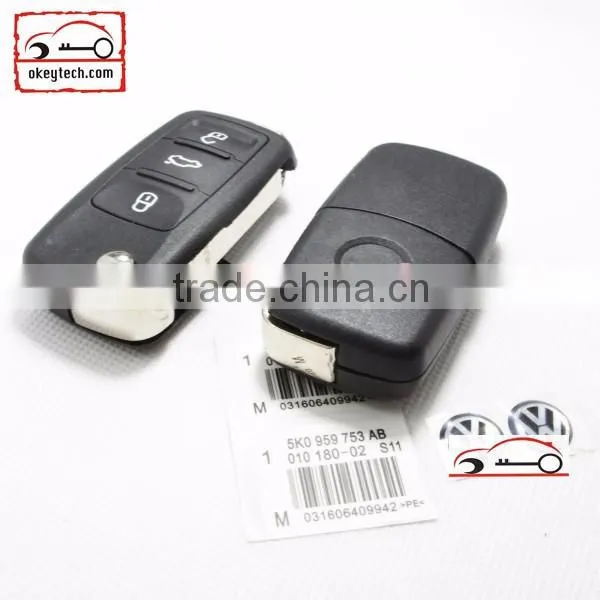 High Quatity Car Key for vw romote 3 button key shell for 5K0 959 753 AB vw flip remote key shell