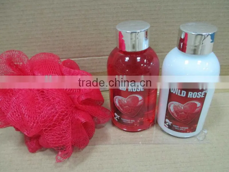 Hot body lotion and shower gel in paper gift box