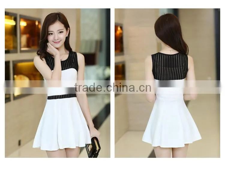 Pure color sleeveless dresses