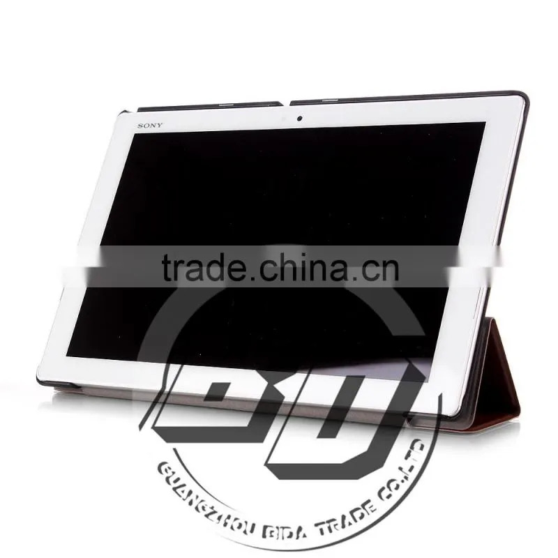 Manufacturer Wholesale Professional Three Folding Stand PU Leather Tablet Case For Sony Xperia Z4 Tablet lowest price