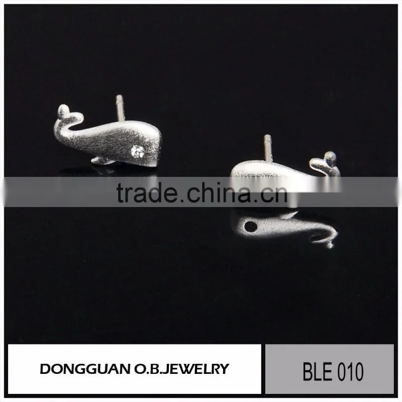Fashion white gold silver stud earrings setting without stone