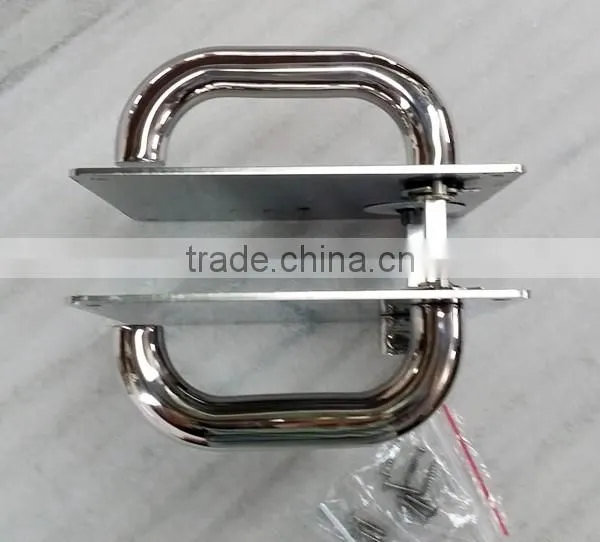 Mirror polish Stainless steel door lever handle on plate (WC Function)