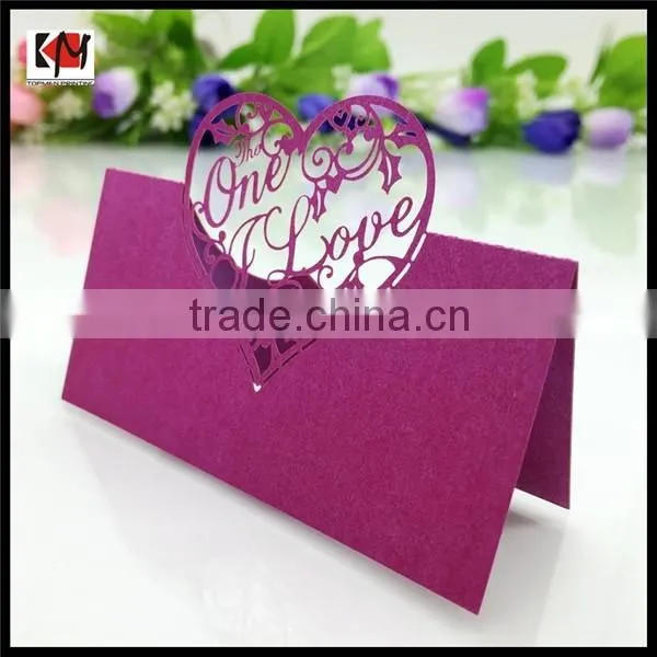 Customized design laser cut paper place cards for wedding wholesale