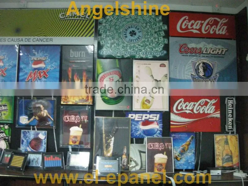 acrylic el poster / el advertising with acrylic frame ,sucked on the glass