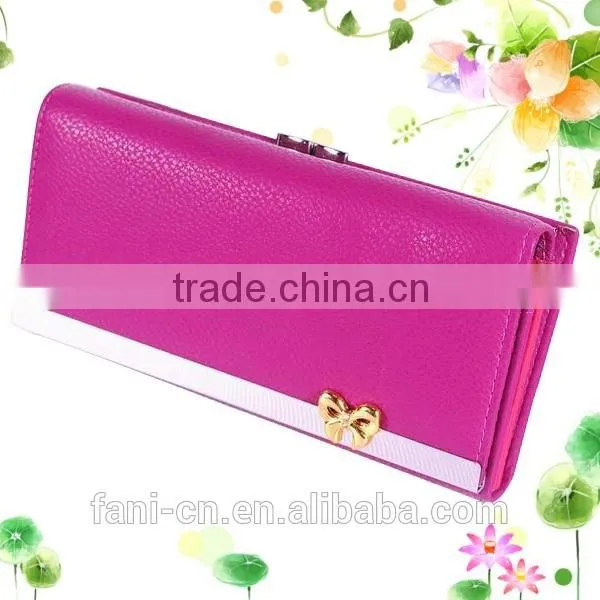 Fashional appearance non leather PU wallet can with custom logo emboss for women