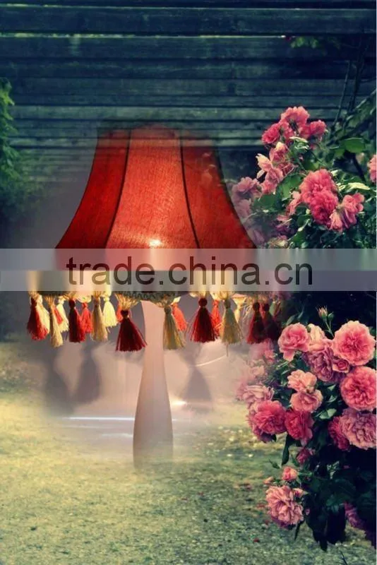 beautiful red cover chinese bedside table lamps
