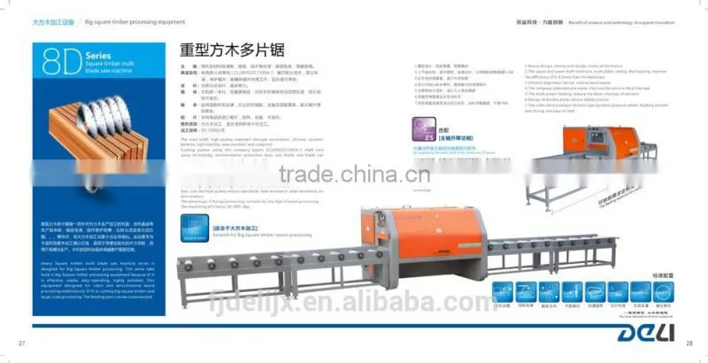 Heavy square timber multi blade saw machine Type MJ E8320-6D-350