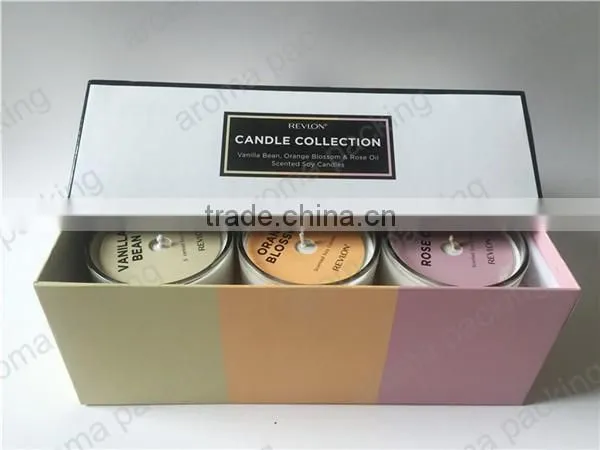 a set of three 4oz scented candle in paper box, gift box for candle packing