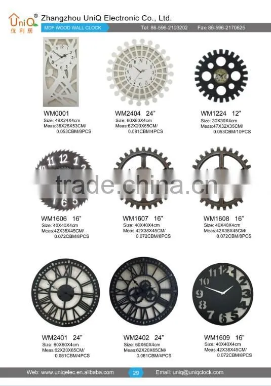 MDF wood mantle table clock for decor