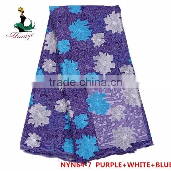 Haniye 2016 african Newest african tulle lace fabric french net lace for wedding dresses/NYN64