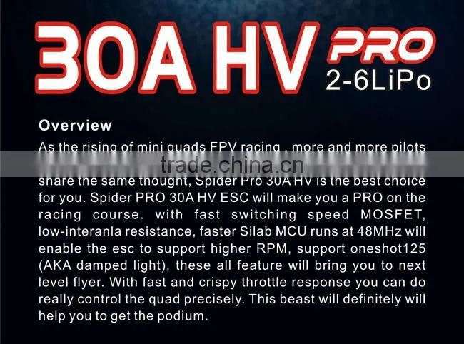 ZTW Spider PRO 30A HV OPTO 2-6S ESC Electronic Speed Control For RC Multicopter
