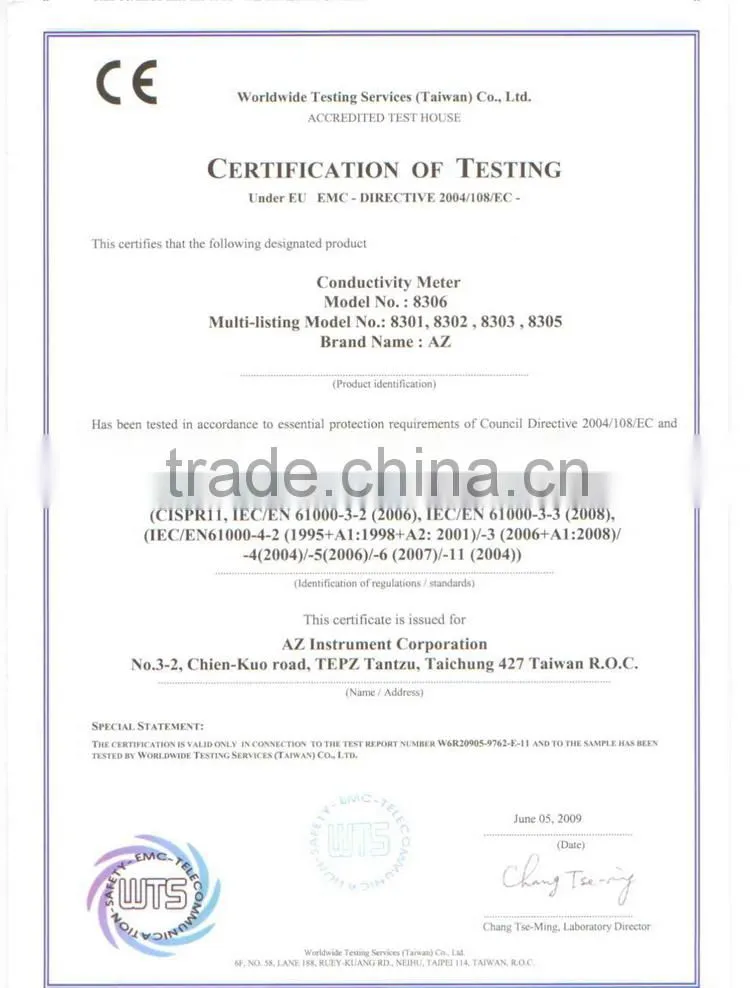 AZ8303 Portable Conductivity Laboratory Detection Tester Digital Conductivity Meter With Automatic Calibration
