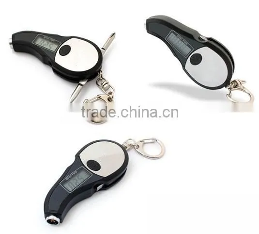 Multi-function Mini Tire Pressure Gauge Screwdriver Keychain