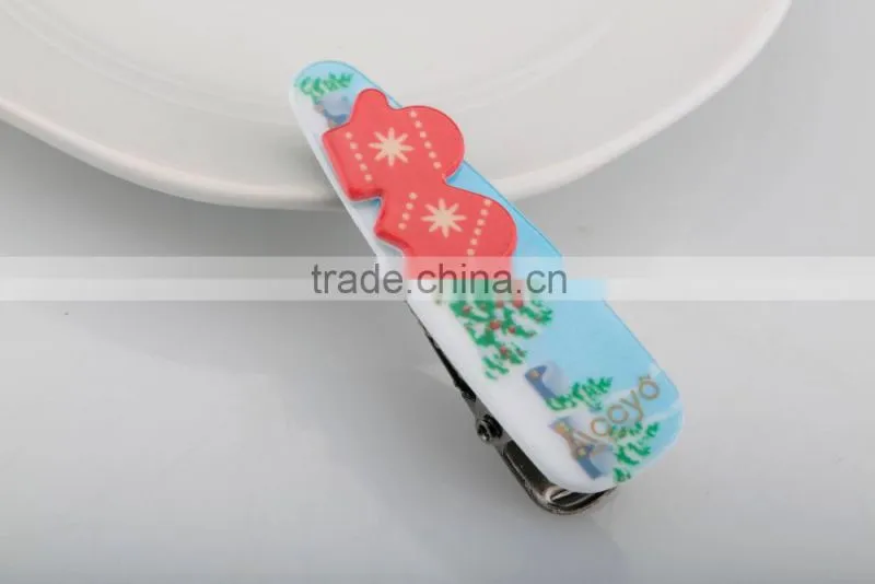 Christmas hair clip with snowman and glove ornament funny kids alligator hair clip