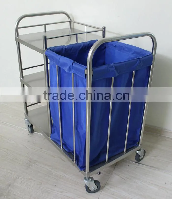 Kareway stainless steel hospital waste cart with wheels,hospital cleaning trolley