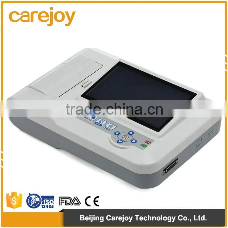 CE&ISO OEM service white 7 inch color screen 3 channel ekg machine portable