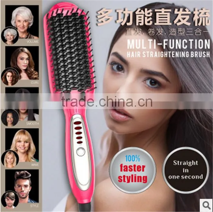 Multi-function hair straightener curler HZ500 PTC heating hair straightener with brush