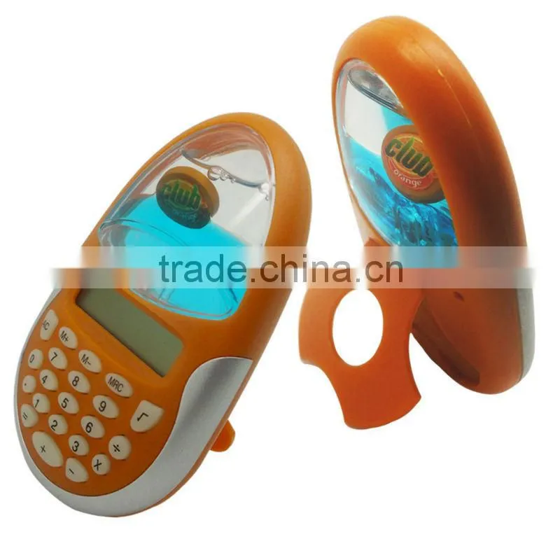 12-digits solar power Aqua insert floater oil Liquid calculator for promotional item