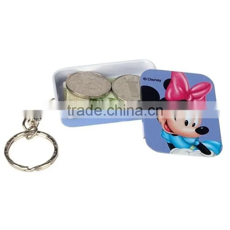 promotional wholesale round kids candy mint coin metal tin key chain