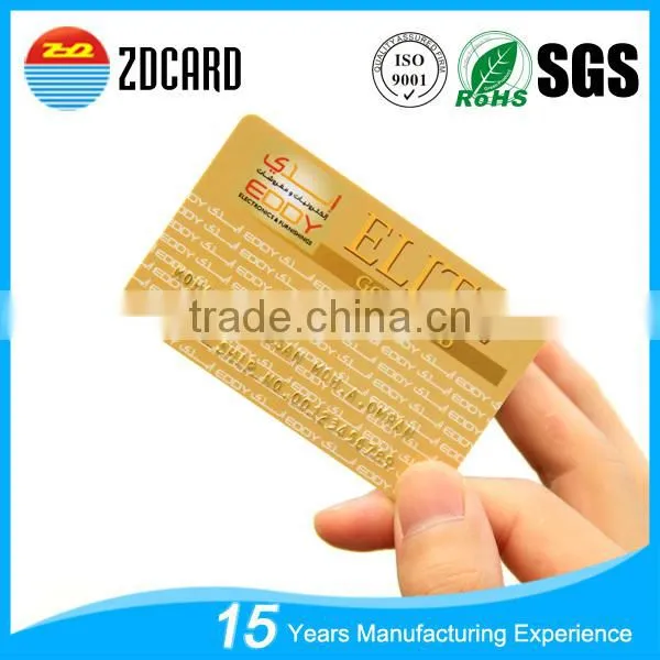 Hot stamping gold embossed number Plastic loyalty card