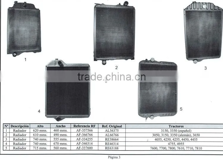 OEM excavation farming tractor radiator for John Deere