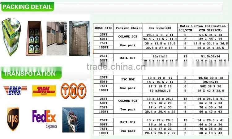 China suppliers brass fitting expandable bungee garden hose pipe