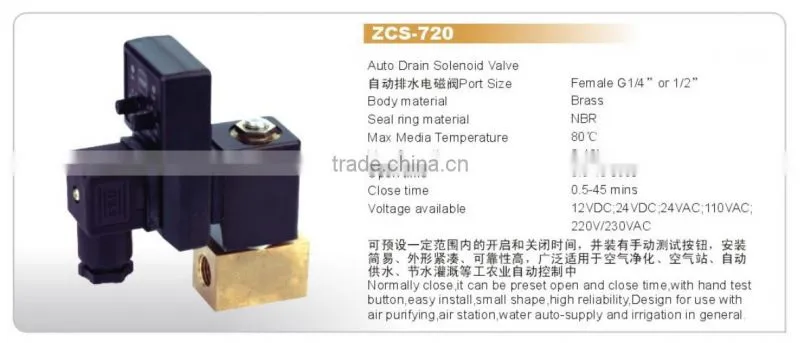 BONA Auto Drain Solenoid Valves for Air Compressor, 1/4", 1/2"
