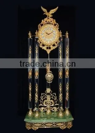 Latest Design Onyx Base Gilt Bronze Floor Standing Clock, Gold Gilt Ormolu Ornate Pendulum Clock