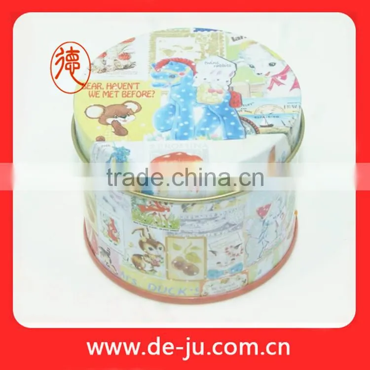 Pink flat cover small size deep empty printed tin box