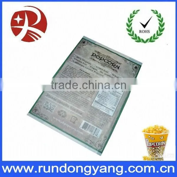 Hot selling food safe plastic bags for popcorn
