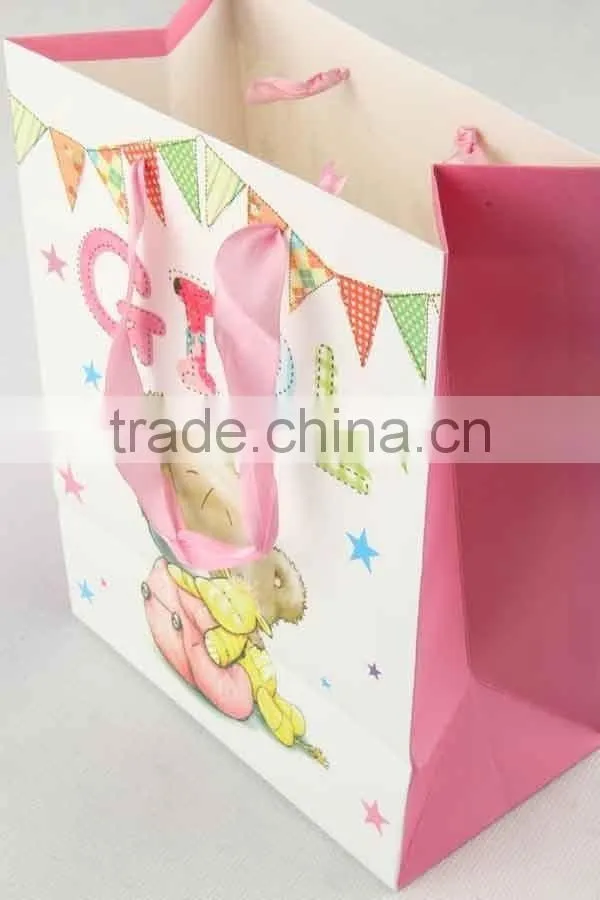Printed Foldable Gift Bag With Bear Pattern/ Shopping Paper Bag