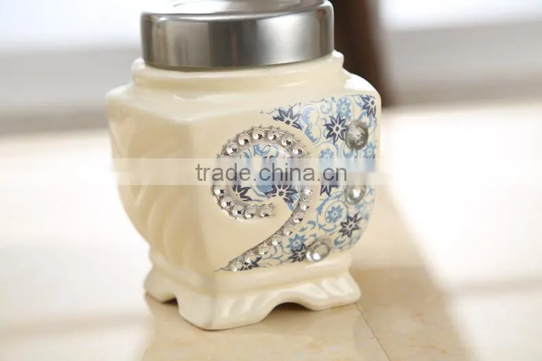 ceramic canister set stainless metal stand