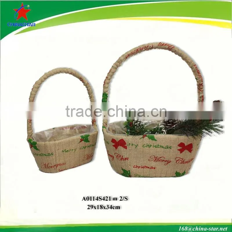 retangle christmas candy basket made of jute