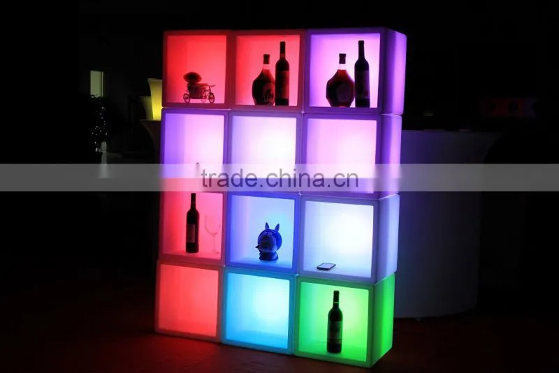 Single plastic LED lighting shelf, wall mount plastic wine rack shelf