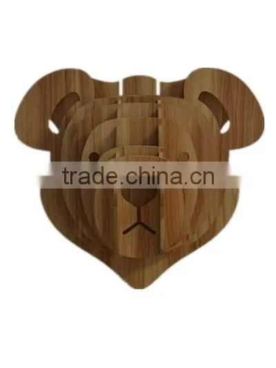 wooden animal heads trophy head bull