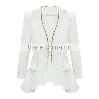 White /Black Fashion Womens Coat Sexy Ladies Zipper Irregular Blazer Jacket Suit