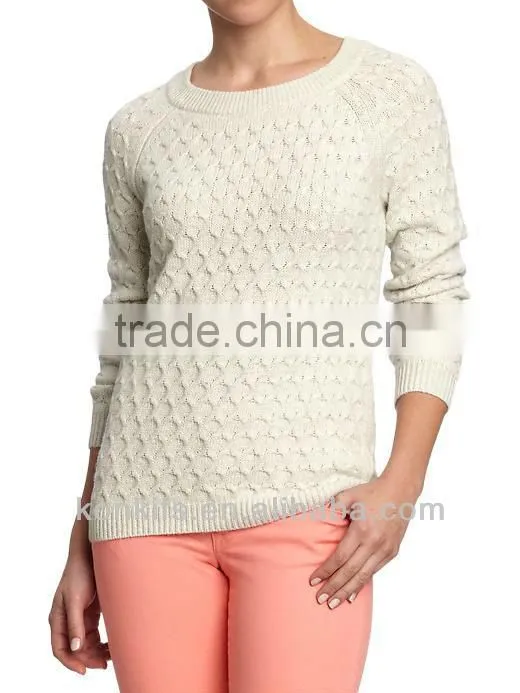 Women's Honeycomb-Knit Crew Sweaters