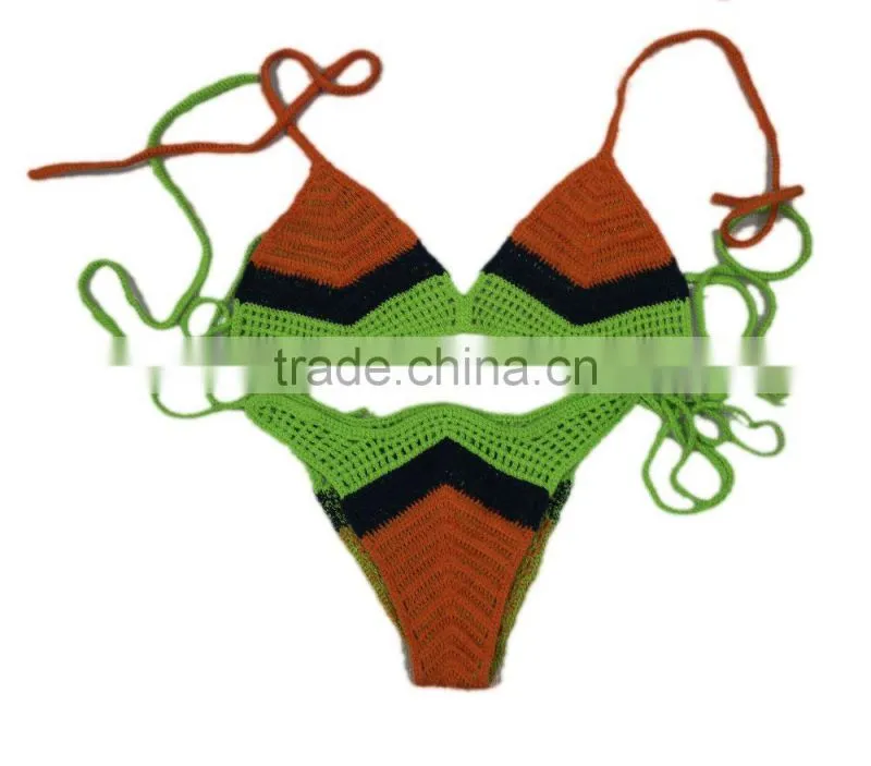 100% cotton summer hot extreme sexy yong girl bikini crochet beach wear