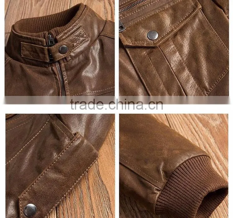 Winter warm coat men fashion leather motorcycle jacket men's genuine leather jackets