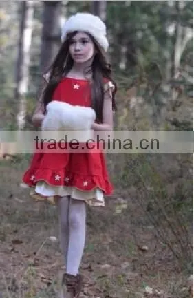 2016 hot sale baby girls holiday boutique red dress for kids girl christmas dresses