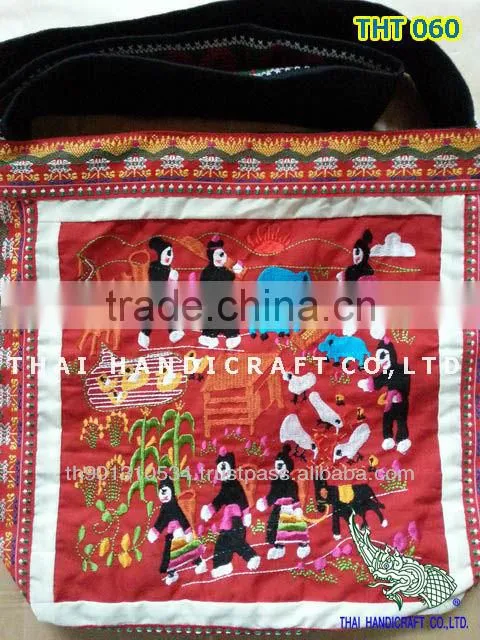 Thai Embroidered HMONG Hill Tribe Tote Hand Bag
