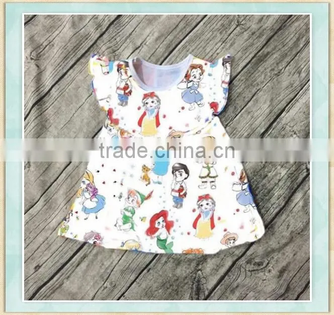 New design kids trendy dress patterns various fishes cartoon designs children clothing 2017 baby girls dress