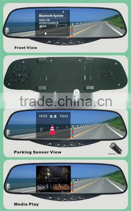 In Car Bluetooth Recorder Rearview Mirror DVR Kits With Reversing Sensors System