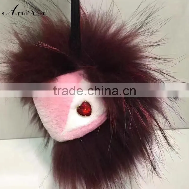 2017 wholesale fashion real raccoon fur monster key chains ,bag accessory in high quality