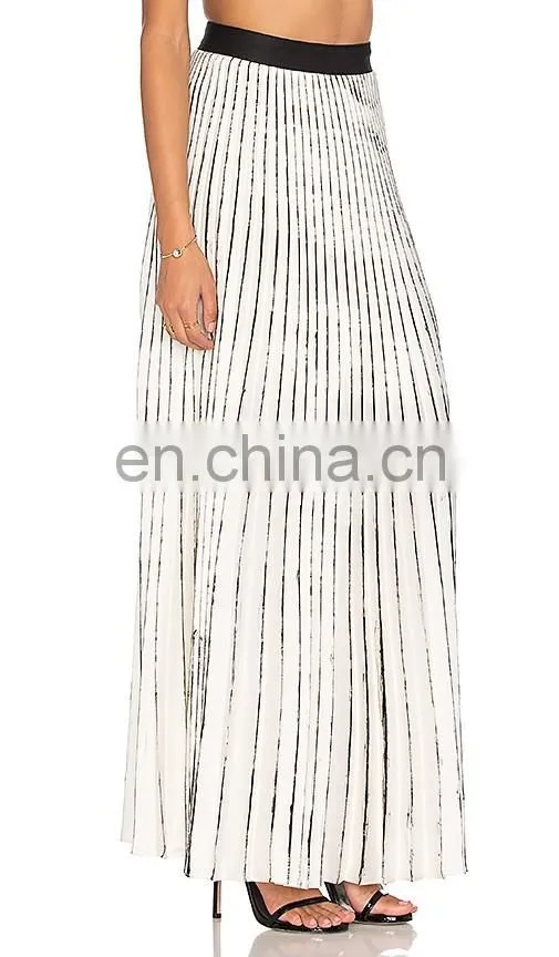 Latest design long pleated skirt models top designs