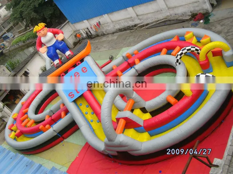Free Style Inflatable Amusement Rides Park With Obstacle Course