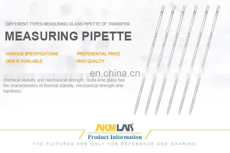 AKMLab Laboratory 0.1ml-50ml Clear Glass Transfer Measuring Pipette