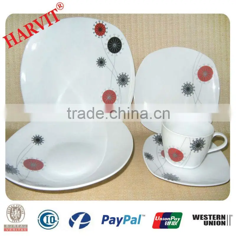 20pcs square shape english porcelain dinner set
